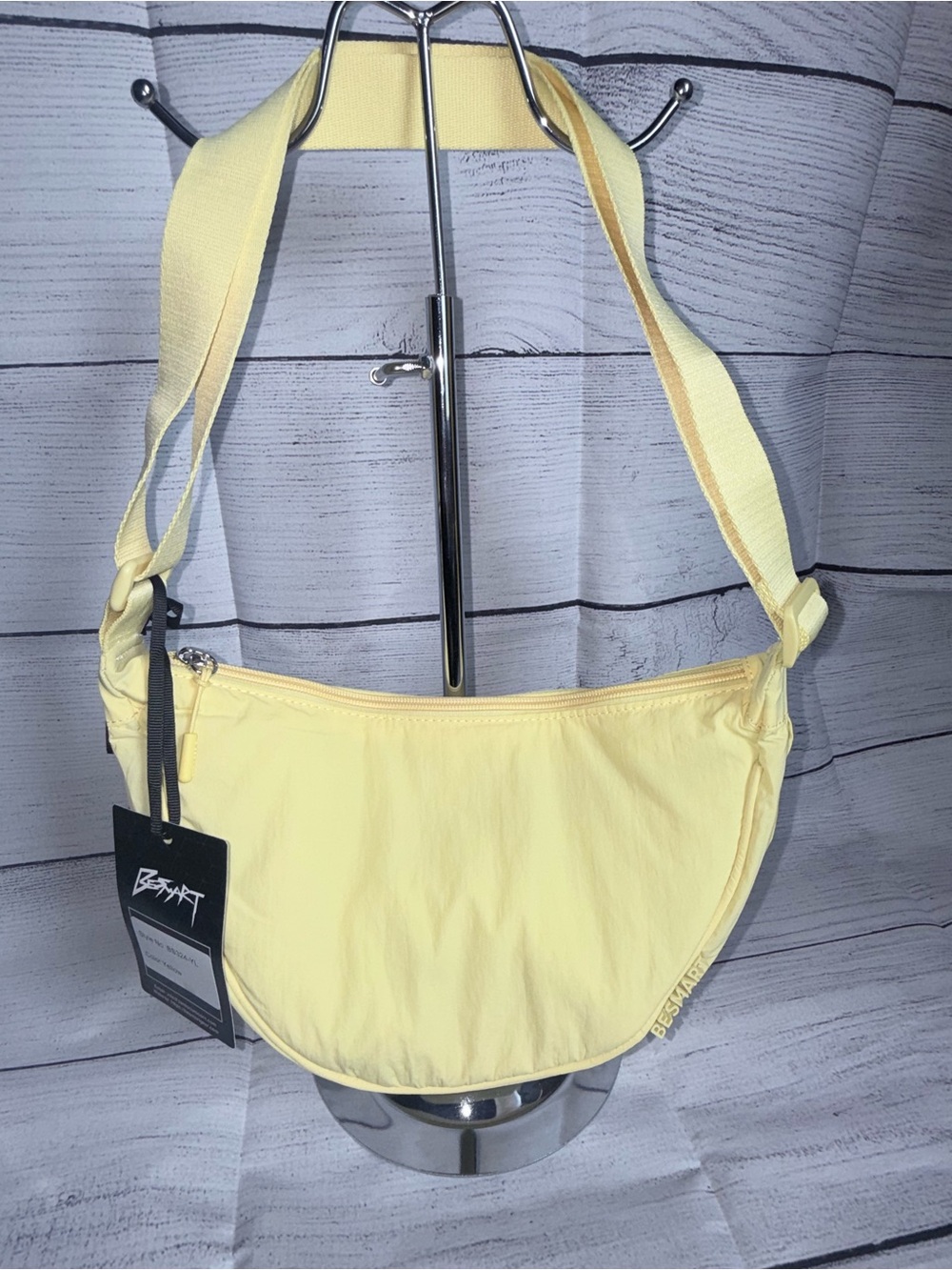 Butter Yellow Crescent Crossbody Bag with Wide Strap NWT